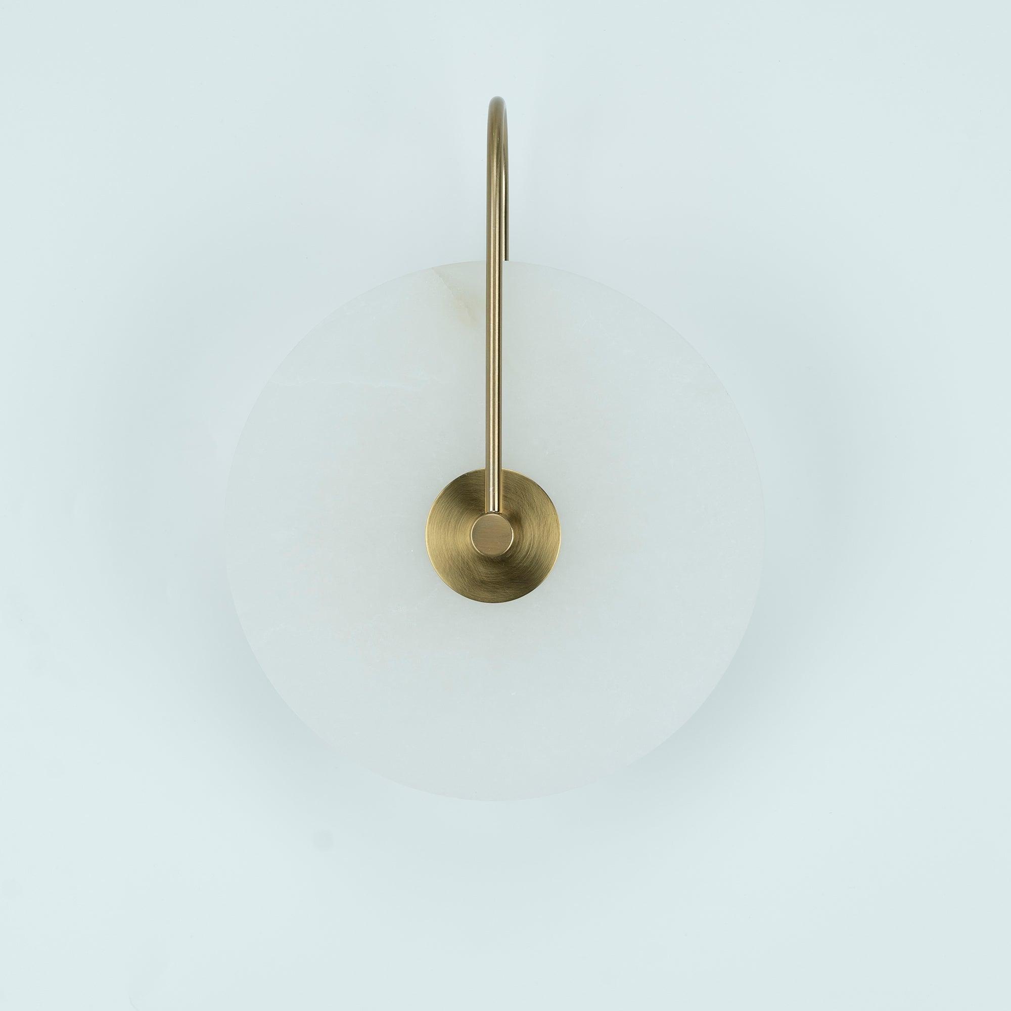 CelesteLume Alabaster LED Disc Sconce with Black Arm - OpalDwell