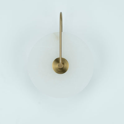 CelesteLume Alabaster LED Disc Sconce with Black Arm - OpalDwell