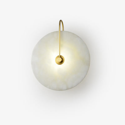 CelesteLume Alabaster LED Disc Sconce with Black Arm - OpalDwell