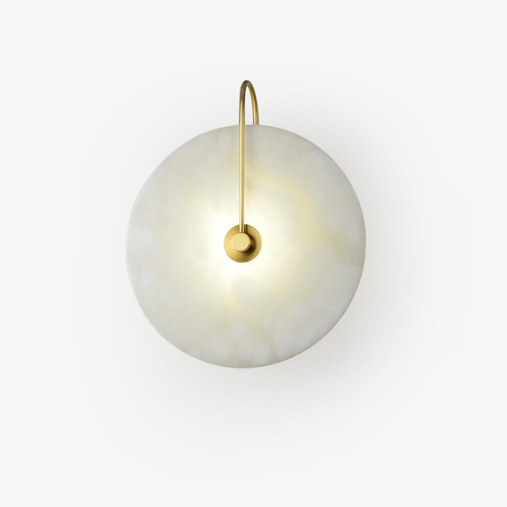 CelesteLume Alabaster LED Disc Sconce with Black Arm - OpalDwell