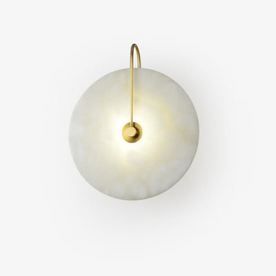 CelesteLume Alabaster LED Disc Sconce with Black Arm - OpalDwell