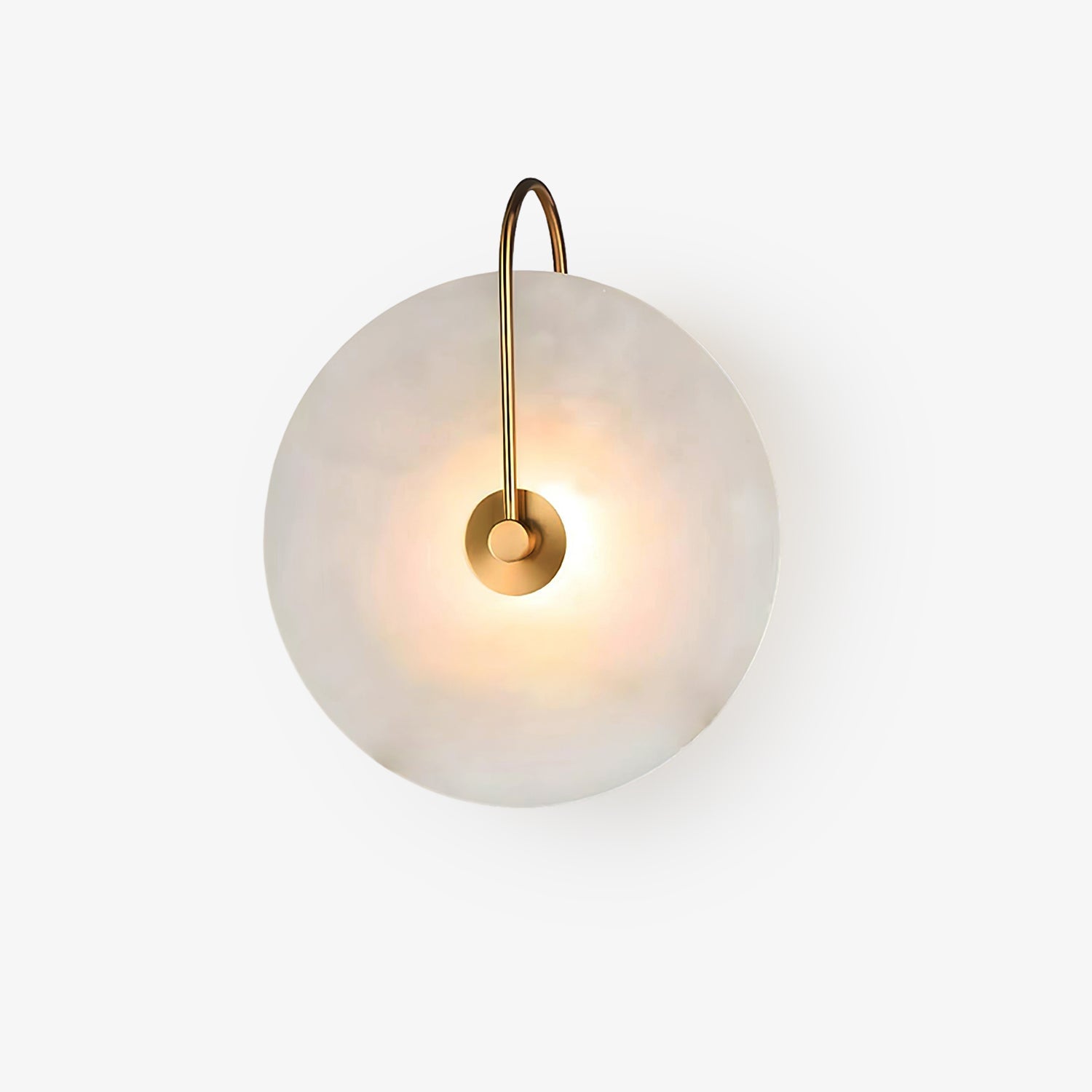 CelesteLume Alabaster LED Disc Sconce with Black Arm - OpalDwell