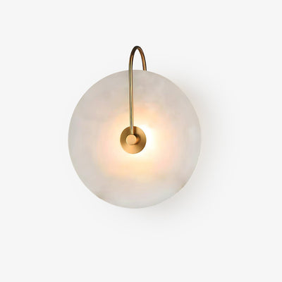 CelesteLume Alabaster LED Disc Sconce with Black Arm - OpalDwell