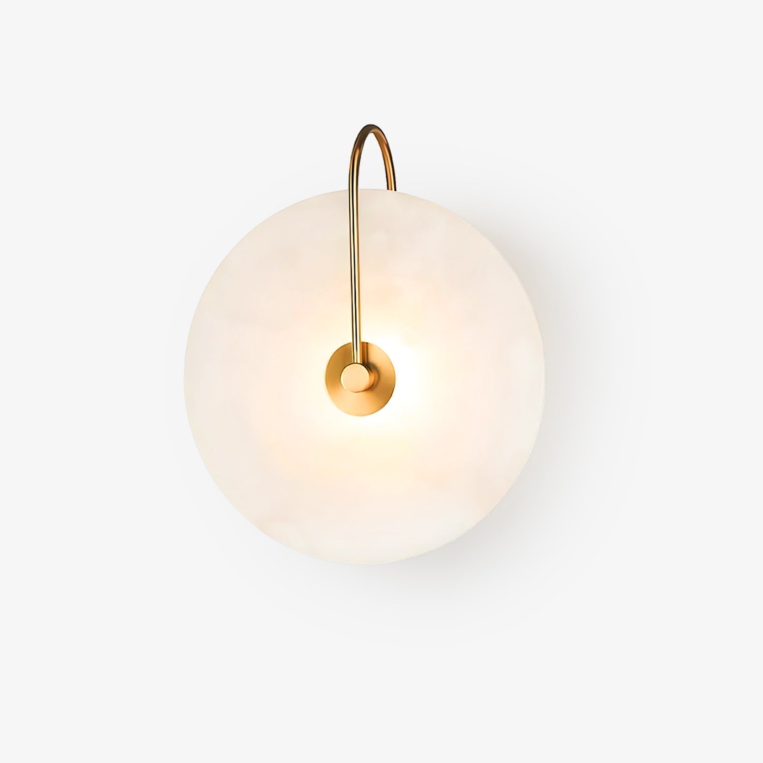 CelesteLume Alabaster LED Disc Sconce with Black Arm - OpalDwell