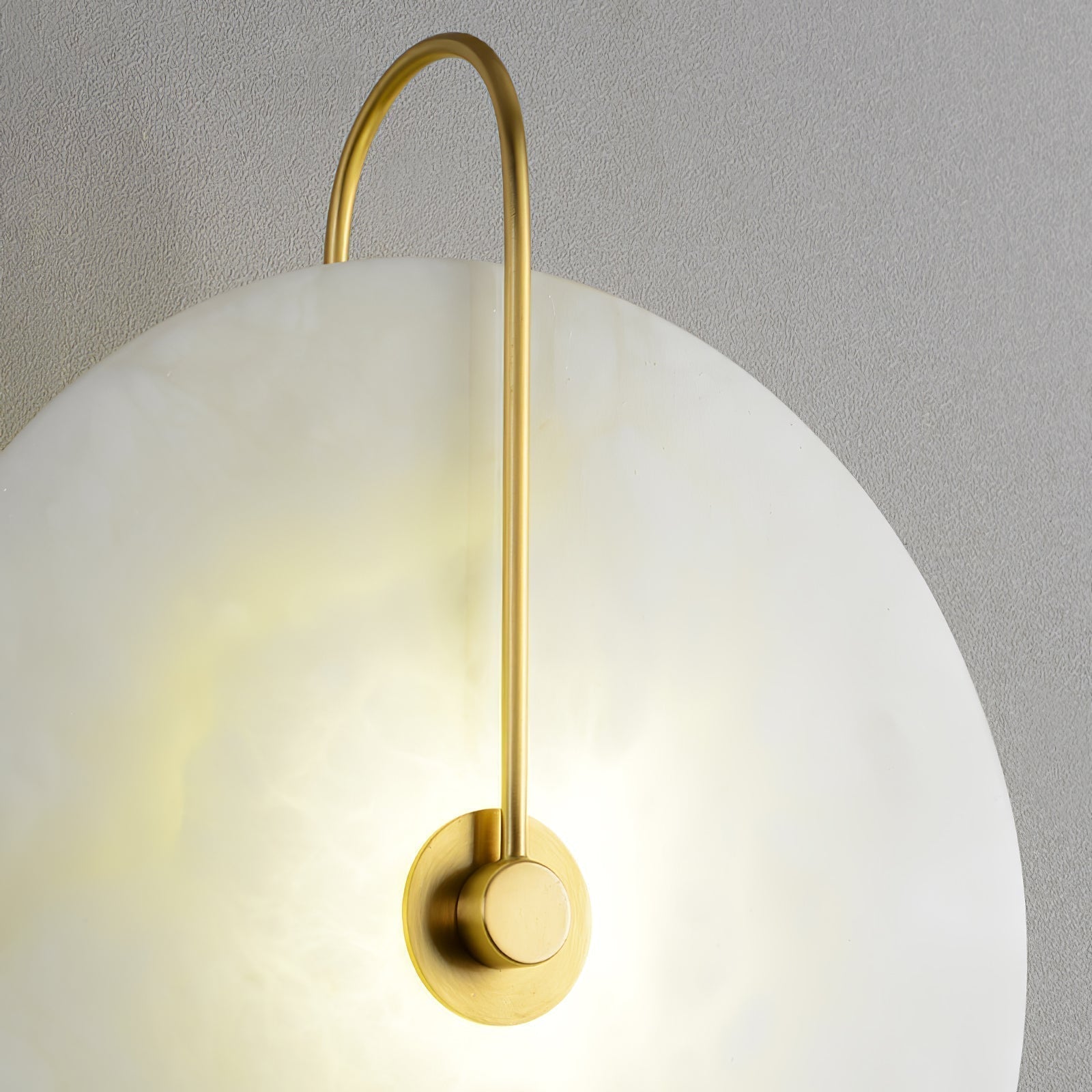 CelesteLume Alabaster LED Disc Sconce with Black Arm - OpalDwell