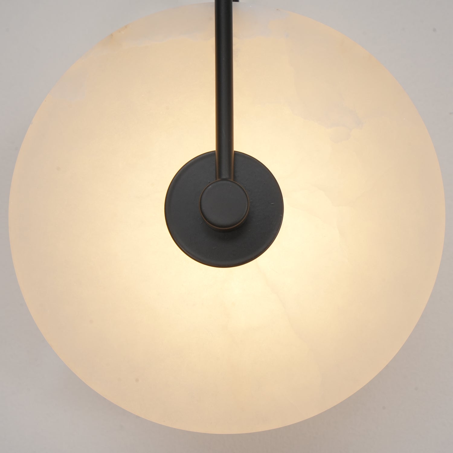 CelesteLume Alabaster LED Disc Sconce with Black Arm - OpalDwell