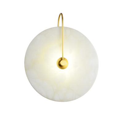 CelesteLume Alabaster LED Disc Sconce with Black Arm - OpalDwell