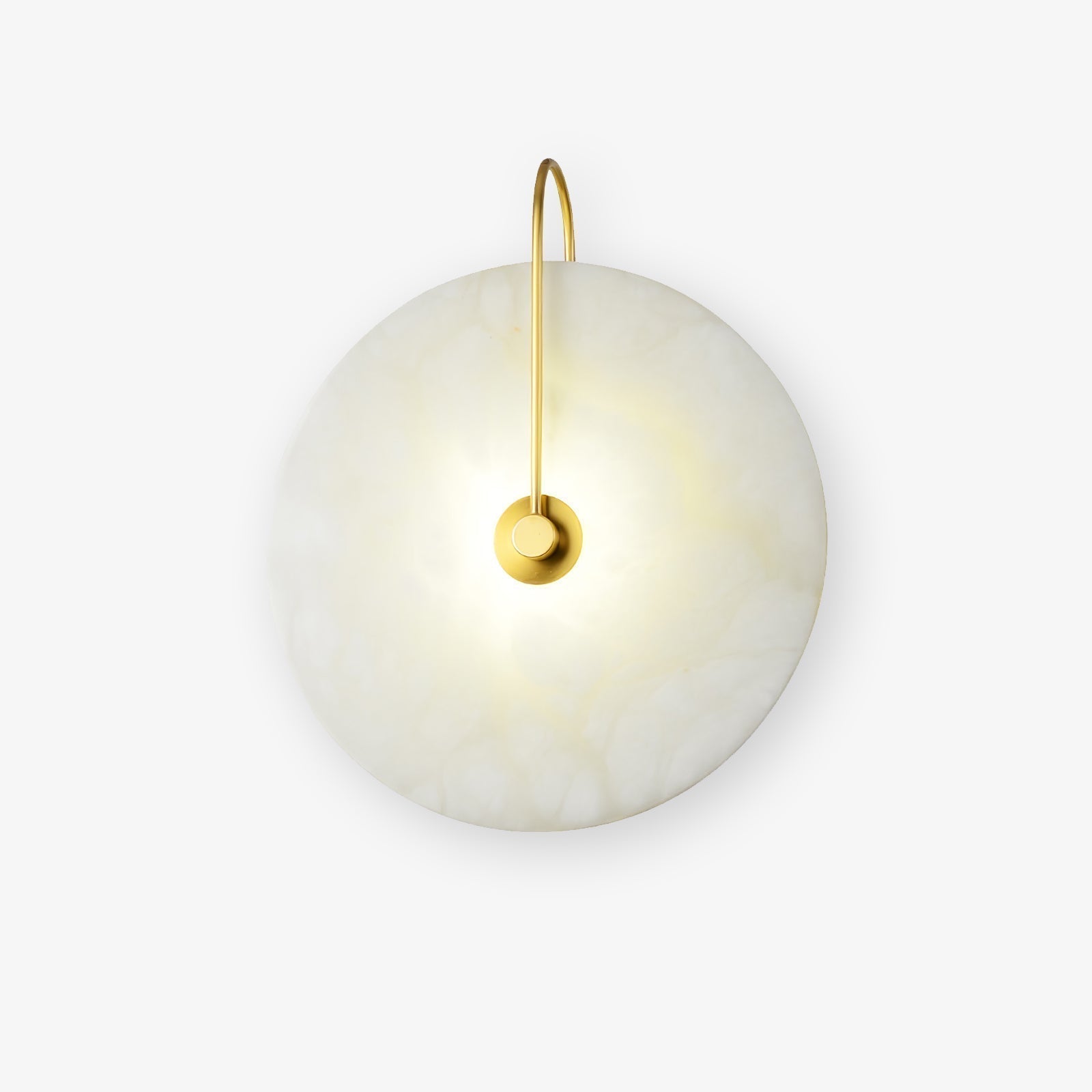 CelesteLume Alabaster LED Disc Sconce with Black Arm - OpalDwell