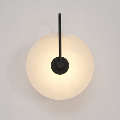 CelesteLume Alabaster LED Disc Sconce with Black Arm - OpalDwell