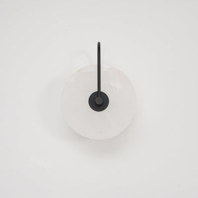 CelesteLume Alabaster LED Disc Sconce with Black Arm - OpalDwell