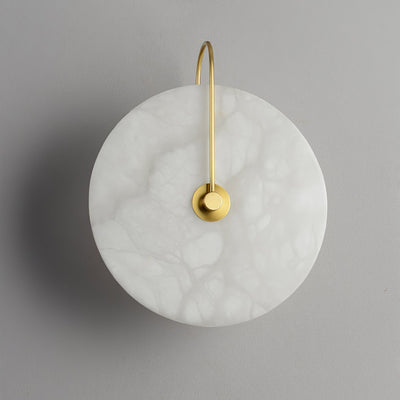 CelesteLume Alabaster LED Disc Sconce with Black Arm - OpalDwell
