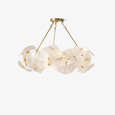 Contemporary Glass Leaf Chandelier With Luxury Gold Finish OpalDwell