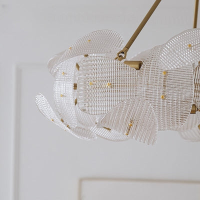 Contemporary Glass Leaf Chandelier With Luxury Gold Finish OpalDwell