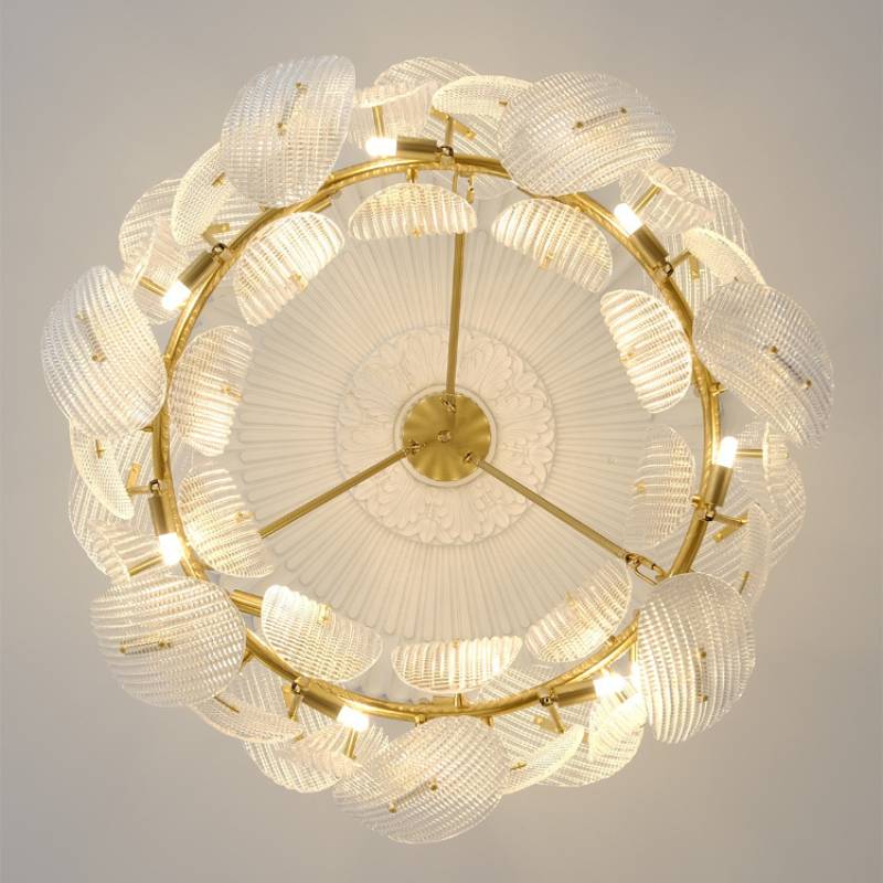 Contemporary Glass Leaf Chandelier With Luxury Gold Finish OpalDwell