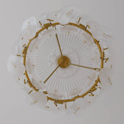 Contemporary Glass Leaf Chandelier With Luxury Gold Finish OpalDwell