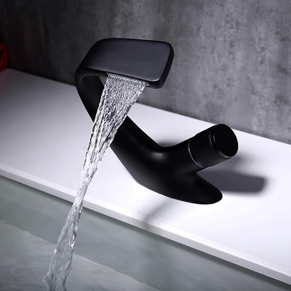 CascadeFlow Modern Waterfall Sink Faucet One-Handle OpalDwell