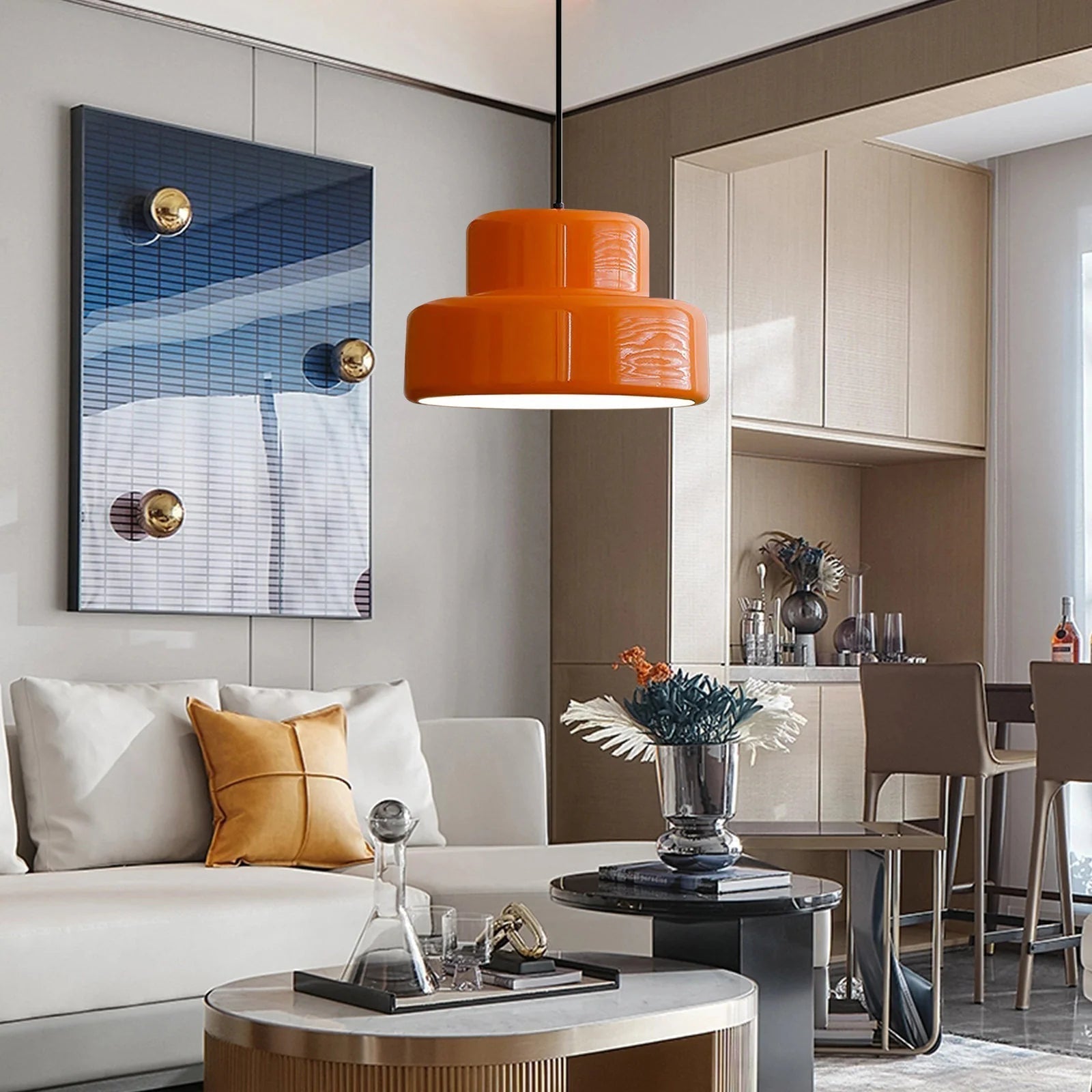 AuroraOrbit Orange Bauhaus Pendant Lamp for Dining Room - OpalDwell