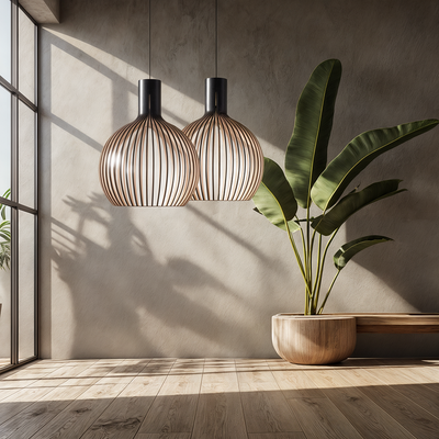 Nordhaven Wood Cage Pendant Light With Adjustable Cord - OpalDwell
