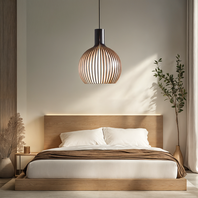FjordLoom Wood Cage Pendant Light With Adjustable Cord | Birdcage Chandelier OpalDwell