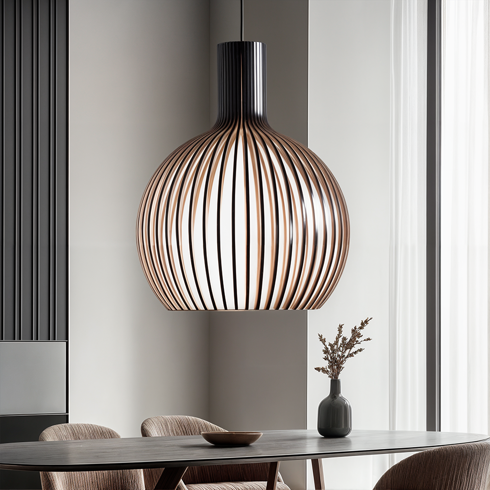 FjordLoom Wood Cage Pendant Light With Adjustable Cord | Birdcage Chandelier OpalDwell
