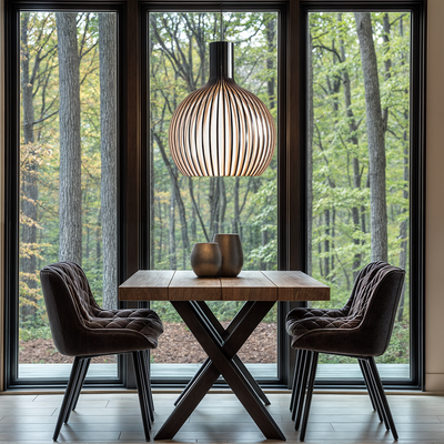Nordhaven Wood Cage Pendant Light With Adjustable Cord - OpalDwell