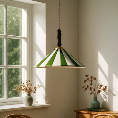 Striped Pendant Light – Retro Cone Ceiling Fixture For Dining And Living Spaces OpalDwell
