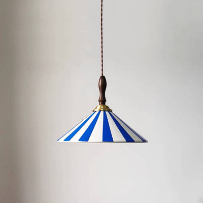 Striped Pendant Light – Retro Cone Ceiling Fixture For Dining And Living Spaces OpalDwell