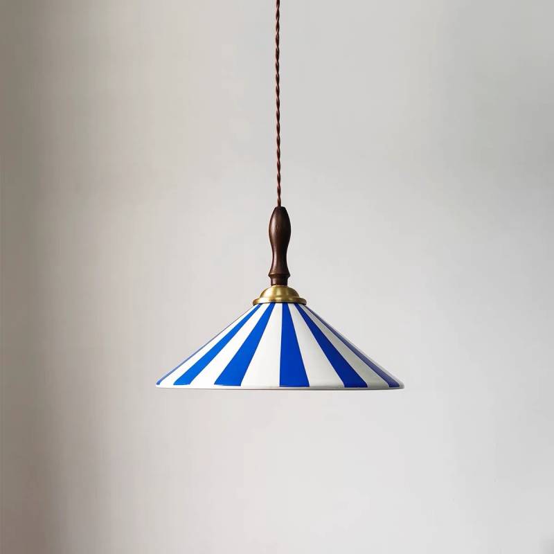 Striped Pendant Light – Retro Cone Ceiling Fixture For Dining And Living Spaces OpalDwell