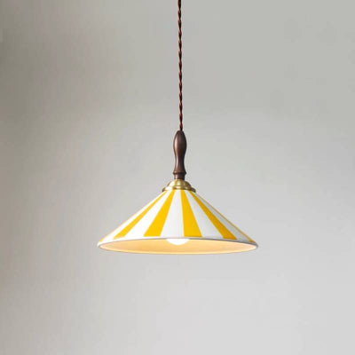 Striped Pendant Light – Retro Cone Ceiling Fixture For Dining And Living Spaces OpalDwell