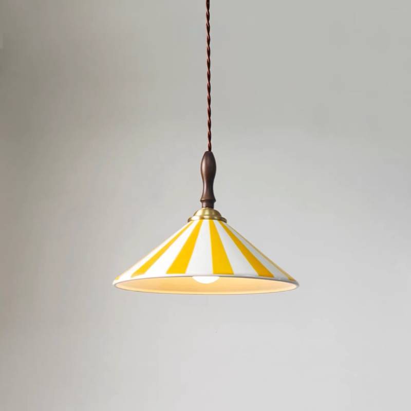 Striped Pendant Light – Retro Cone Ceiling Fixture For Dining And Living Spaces OpalDwell