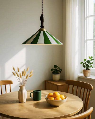 Striped Pendant Light – Retro Cone Ceiling Fixture For Dining And Living Spaces OpalDwell