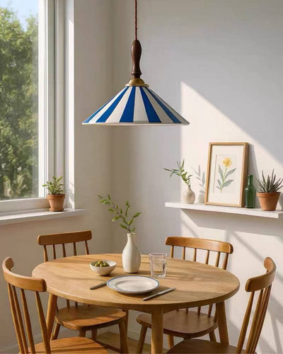 Striped Pendant Light – Retro Cone Ceiling Fixture For Dining And Living Spaces OpalDwell