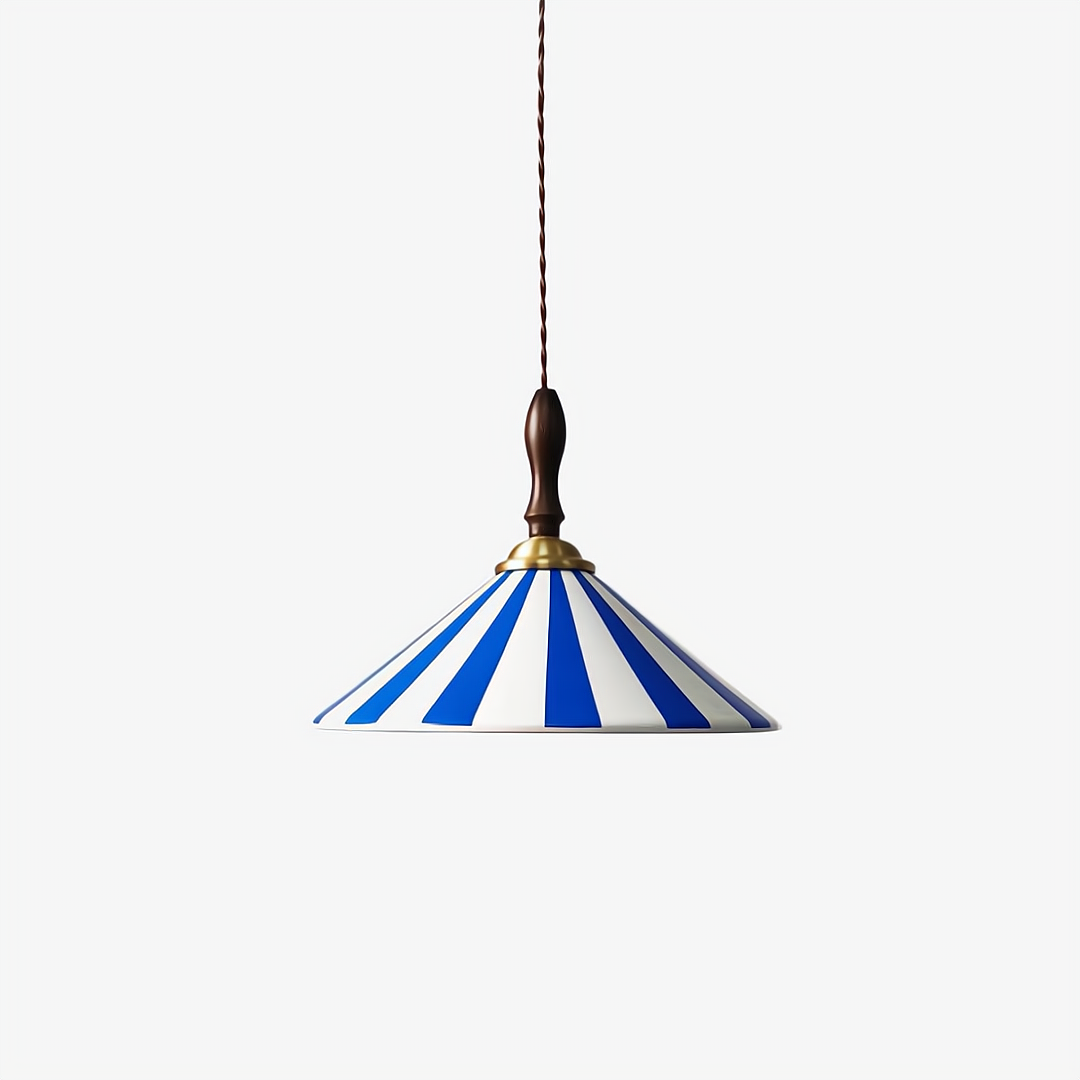 Striped Pendant Light – Retro Cone Ceiling Fixture For Dining And Living Spaces OpalDwell
