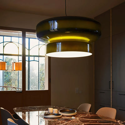 NovaLume | Blown Glass Pendant Light With Organic Two-Volume Silhouette OpalDwell