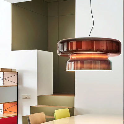 NovaLume | Blown Glass Pendant Light With Organic Two-Volume Silhouette OpalDwell