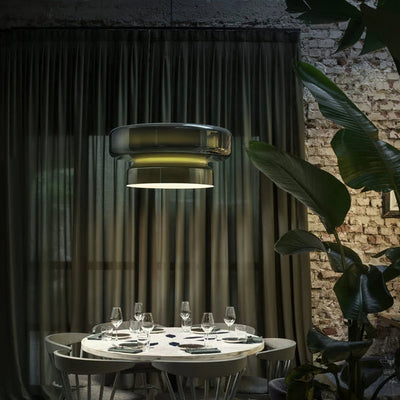 NovaLume | Blown Glass Pendant Light With Organic Two-Volume Silhouette OpalDwell