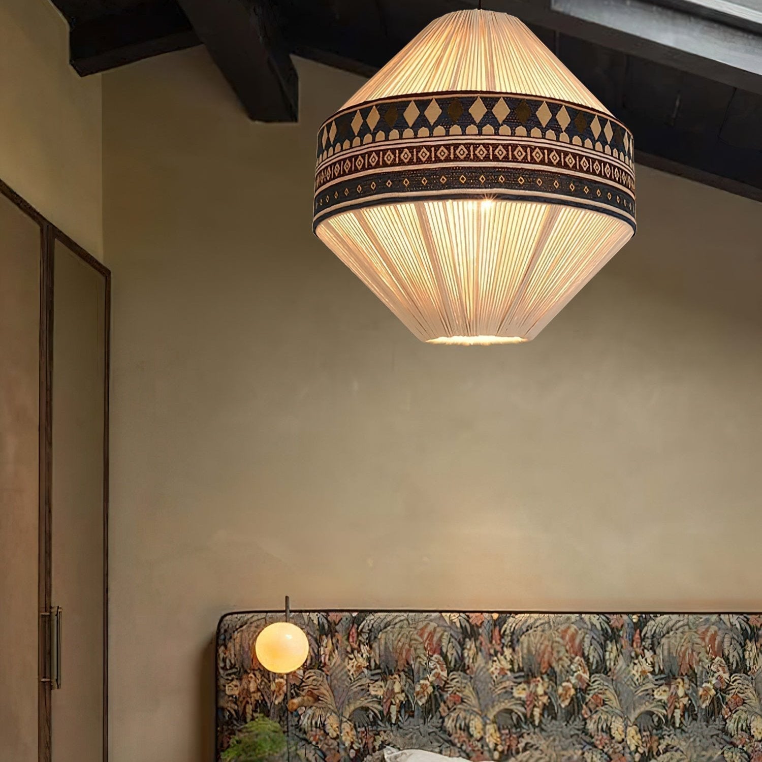 Astraea Boho Fringe Pendant Lamp with Geometric Weave - OpalDwell