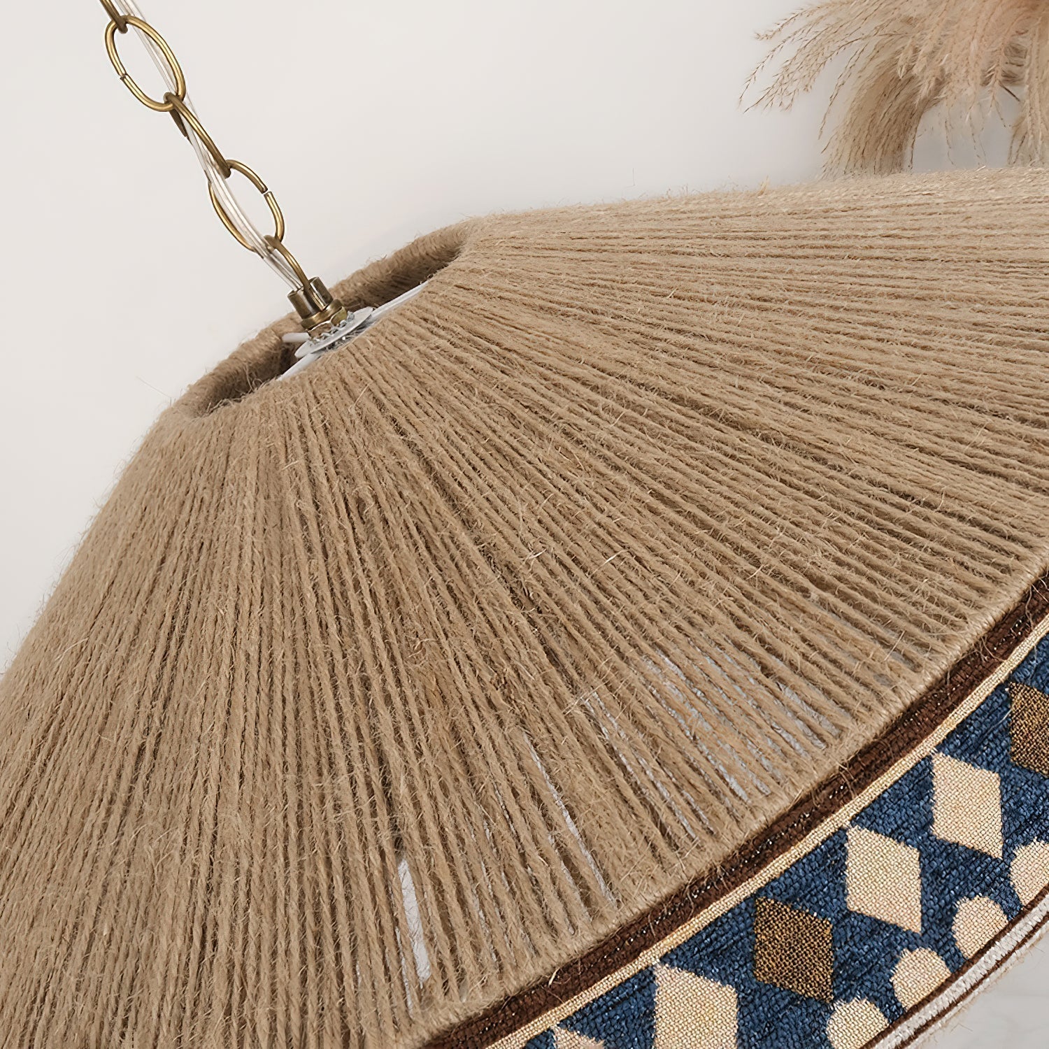 Astraea Boho Fringe Pendant Lamp with Geometric Weave - OpalDwell