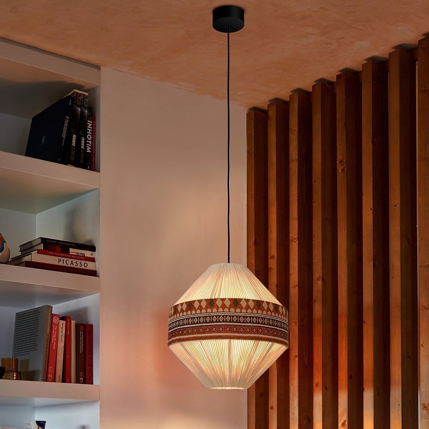 Astraea Boho Fringe Pendant Lamp with Geometric Weave - OpalDwell