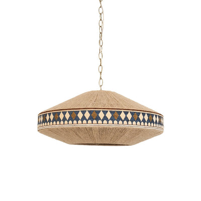 Astraea Boho Fringe Pendant Lamp with Geometric Weave - OpalDwell