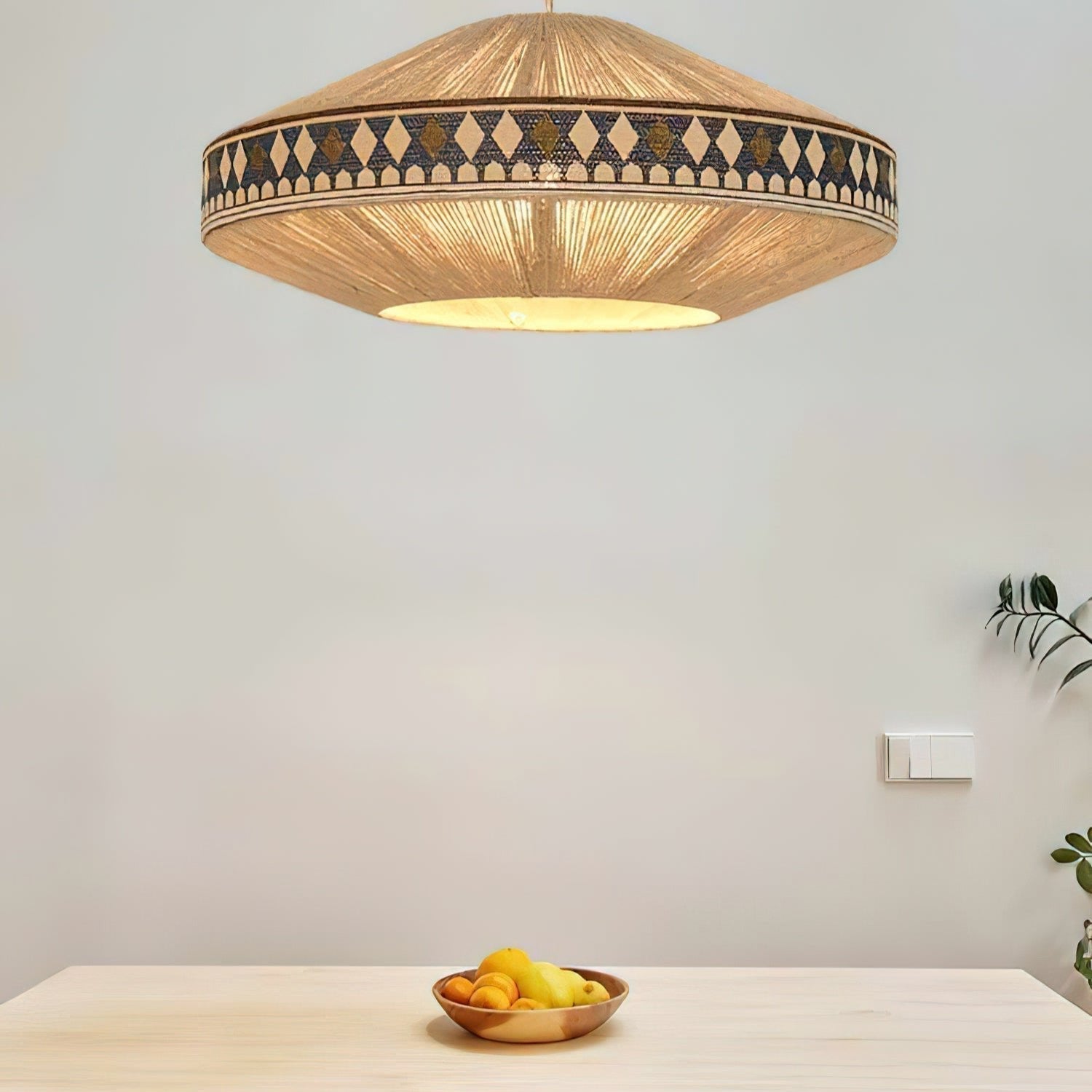 Astraea Boho Fringe Pendant Lamp with Geometric Weave - OpalDwell