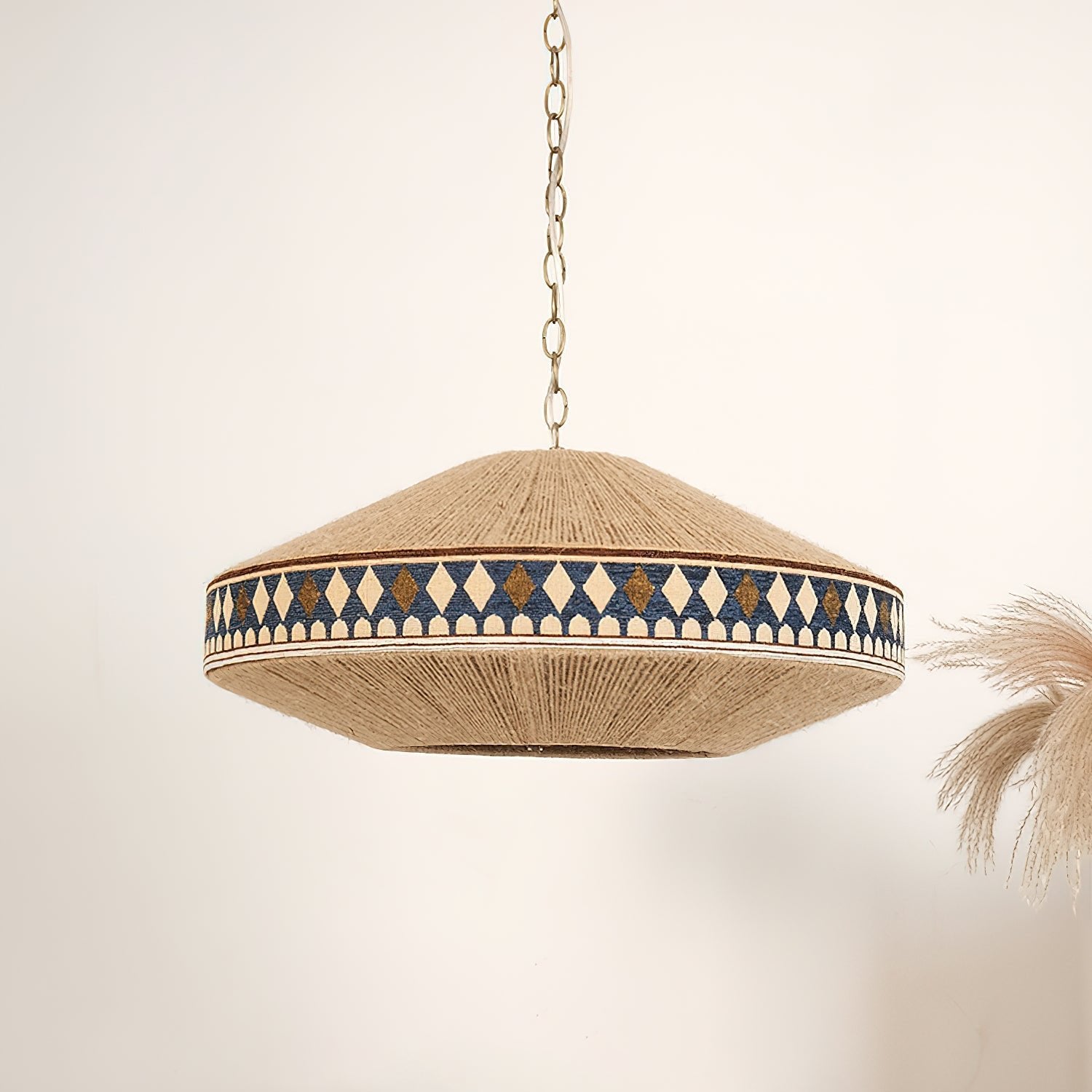 Astraea Boho Fringe Pendant Lamp with Geometric Weave - OpalDwell