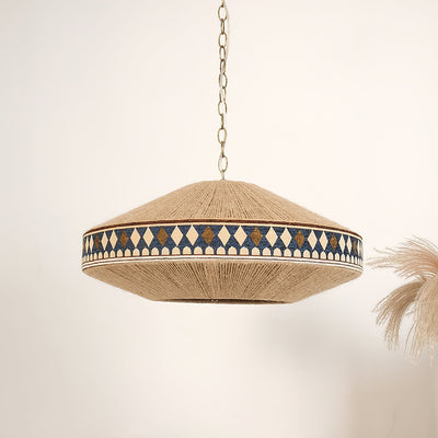 Astraea Boho Fringe Pendant Lamp with Geometric Weave - OpalDwell