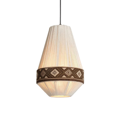 Astraea Boho Fringe Pendant Lamp with Geometric Weave - OpalDwell