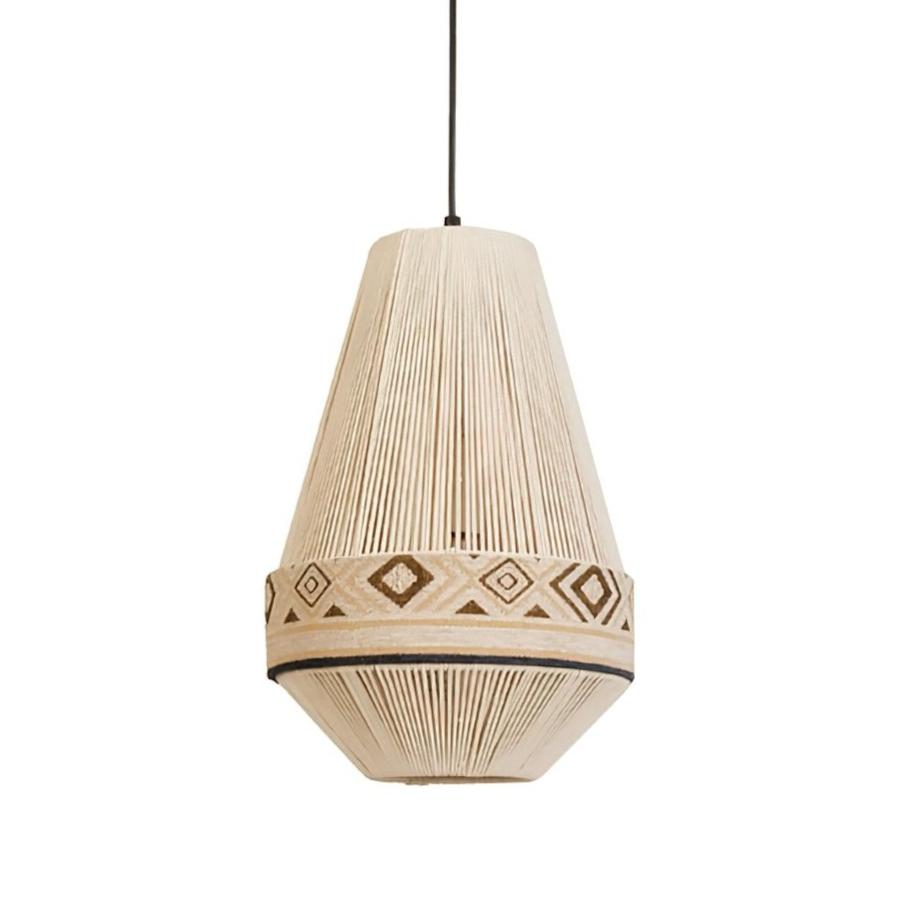 Astraea Boho Fringe Pendant Lamp with Geometric Weave - OpalDwell