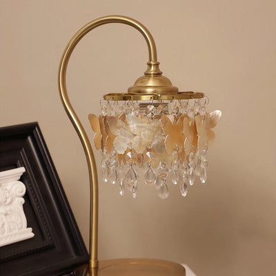 Crystal Table Lamp With Butterfly Detail - Decorative Statement Lighting - OpalDwell