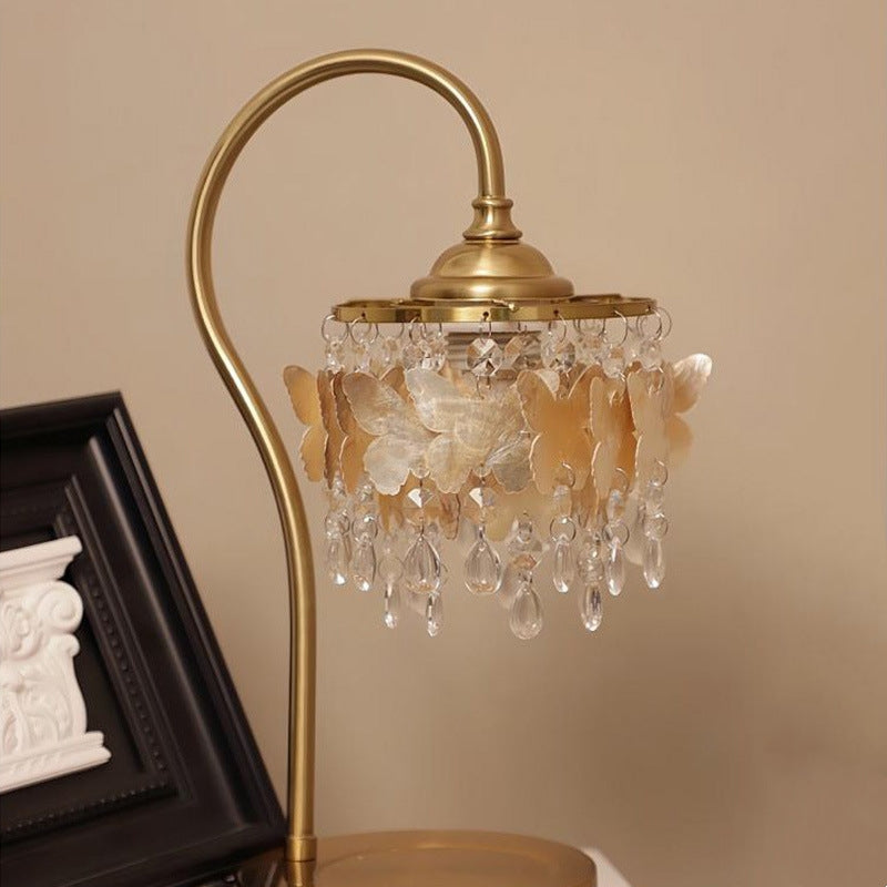 Crystal Table Lamp With Butterfly Detail - Decorative Statement Lighting - OpalDwell