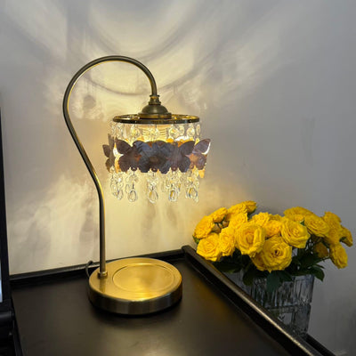 Crystal Table Lamp With Butterfly Detail - Decorative Statement Lighting - OpalDwell