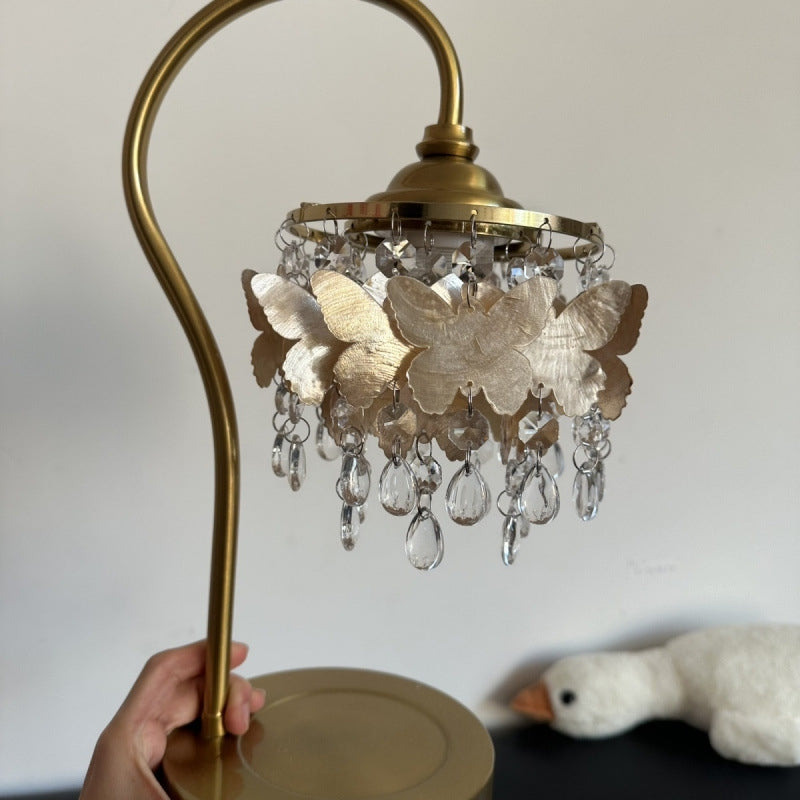 Crystal Table Lamp With Butterfly Detail - Decorative Statement Lighting - OpalDwell