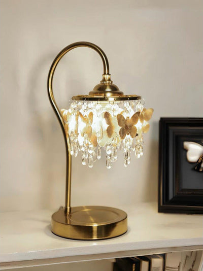 Crystal Table Lamp With Butterfly Detail - Decorative Statement Lighting - OpalDwell